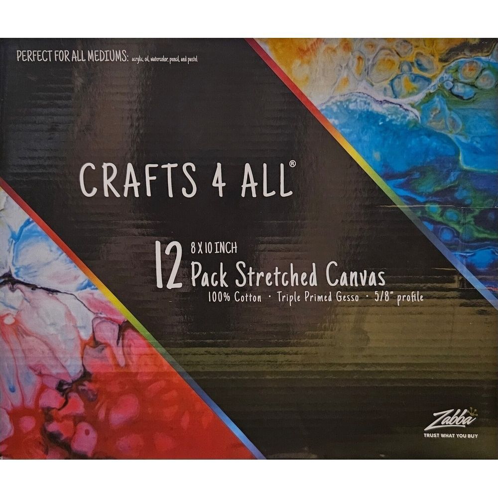 Crafts 4 All 12 Pack 8x10 inch Stretched Canvas Zabba
